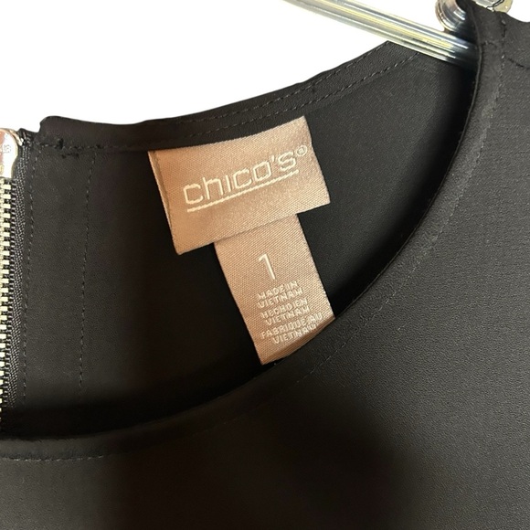 Chico’s Black Classic Shell Tank Top Zip Back Size 1 Medium - Picture 2 of 11